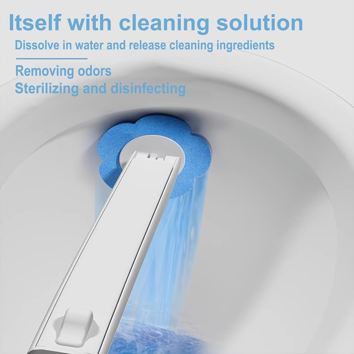 2 Pack Disposable Toilet Brush and Holder Set,Extended Handle with 48 Cleaner Refills Toilet Brush for Toilet Bowl Cleaners,Bathroom Cleaning,Sink, Bathtub, Floor - Blue (Ocean Fresh Scent) - Image 3