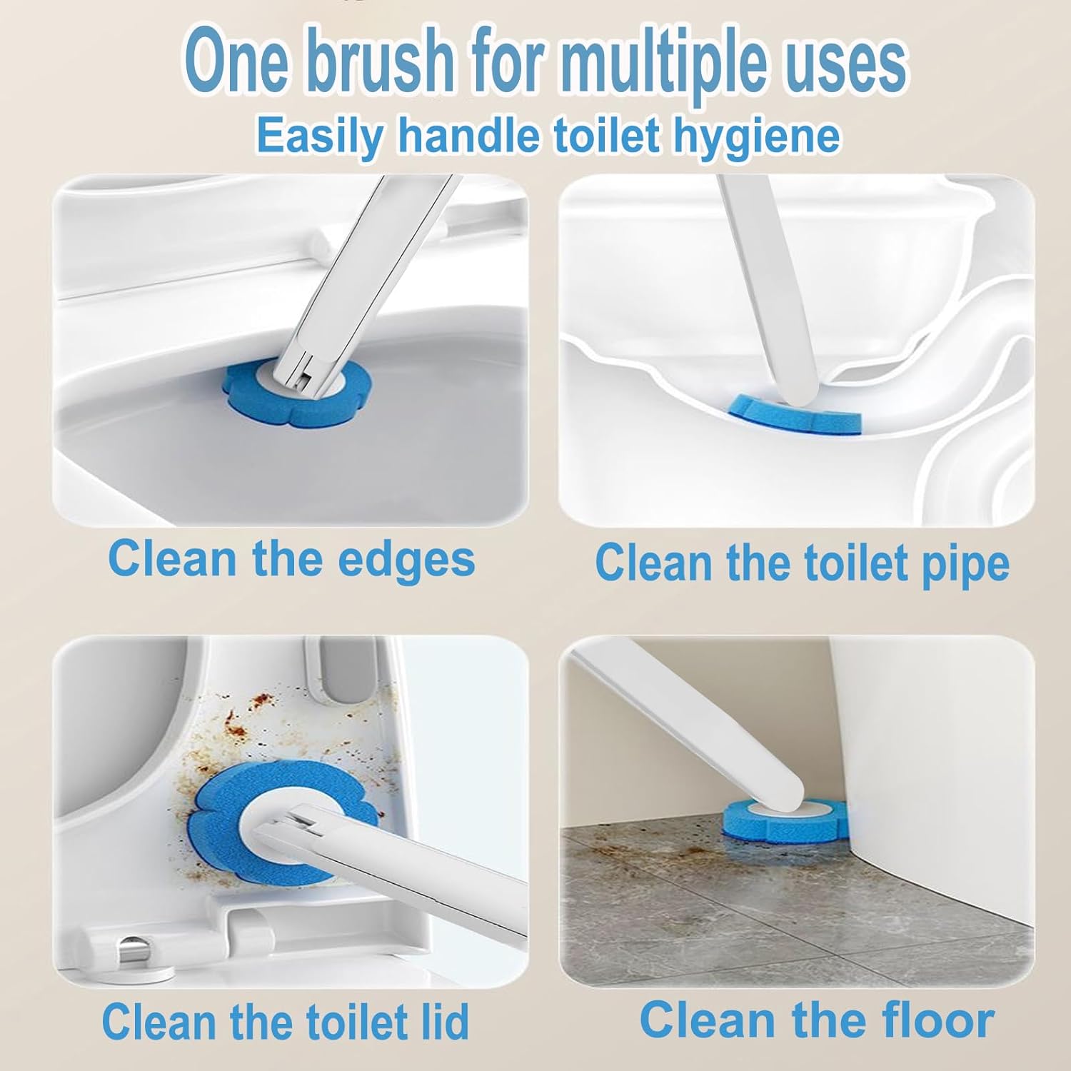 2 Pack Disposable Toilet Brush and Holder Set,Extended Handle with 48 Cleaner Refills Toilet Brush for Toilet Bowl Cleaners,Bathroom Cleaning,Sink, Bathtub, Floor - Blue (Ocean Fresh Scent) - Image 5