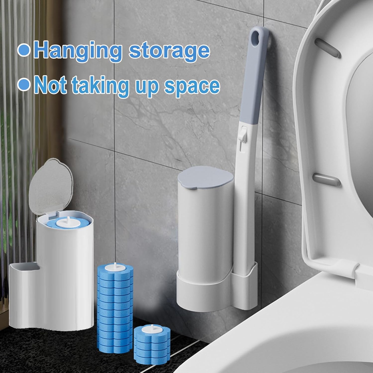 2 Pack Disposable Toilet Brush and Holder Set,Extended Handle with 48 Cleaner Refills Toilet Brush for Toilet Bowl Cleaners,Bathroom Cleaning,Sink, Bathtub, Floor - Blue (Ocean Fresh Scent) - Image 6