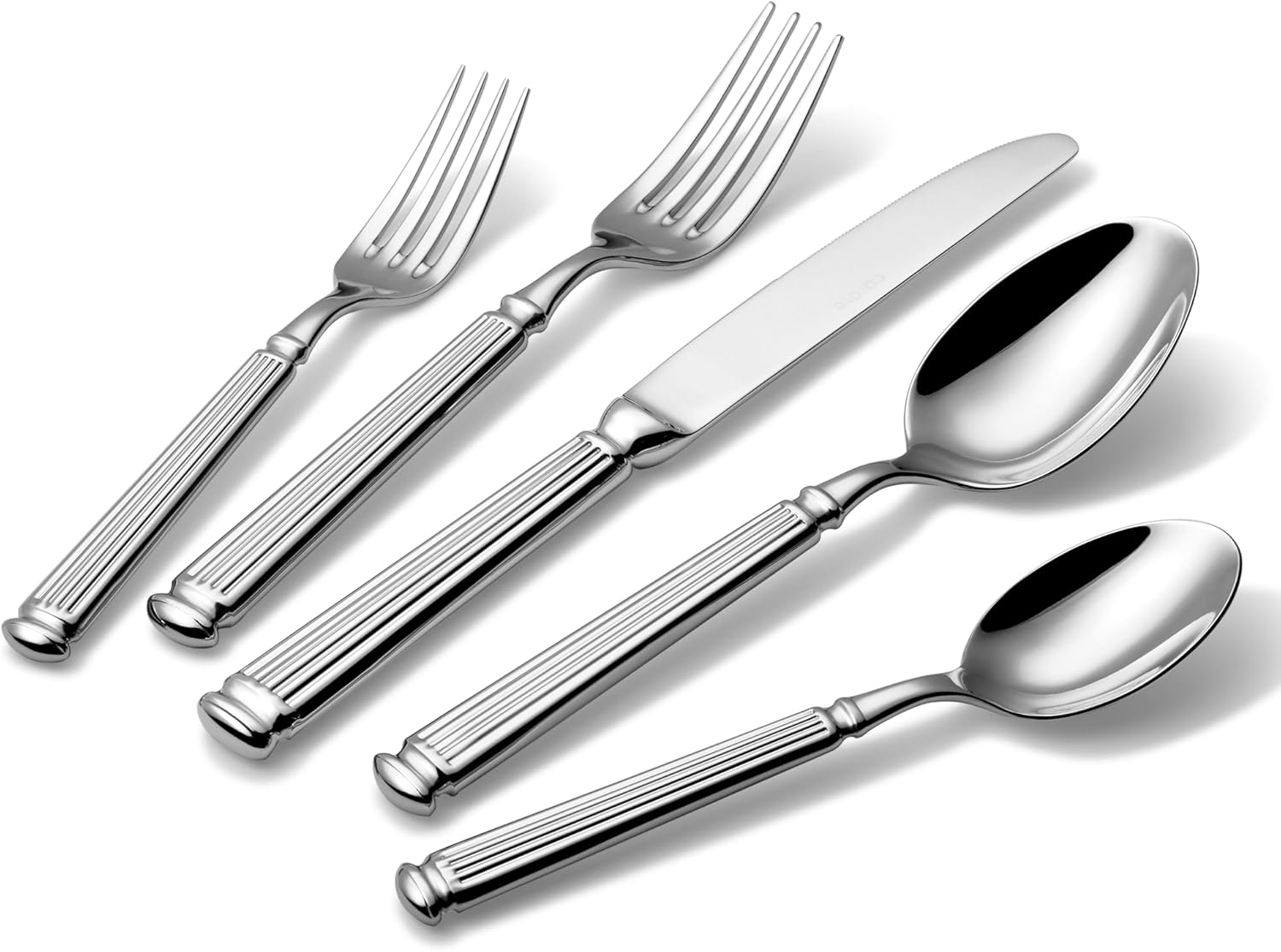 20 Pieces Silverware Set, Premium 18/10 Stainless Steel Flatware Set, Luxury Cutlery Set for 4, Dishwasher Safe for Home and Kitchen with Relief Patterns Handle, Party, Wedding, Silver - Image 1
