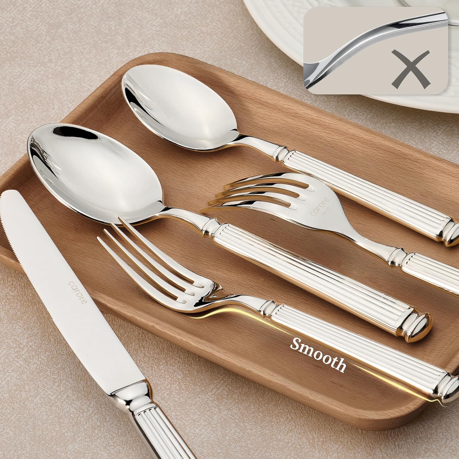 20 Pieces Silverware Set, Premium 18/10 Stainless Steel Flatware Set, Luxury Cutlery Set for 4, Dishwasher Safe for Home and Kitchen with Relief Patterns Handle, Party, Wedding, Silver - Image 3