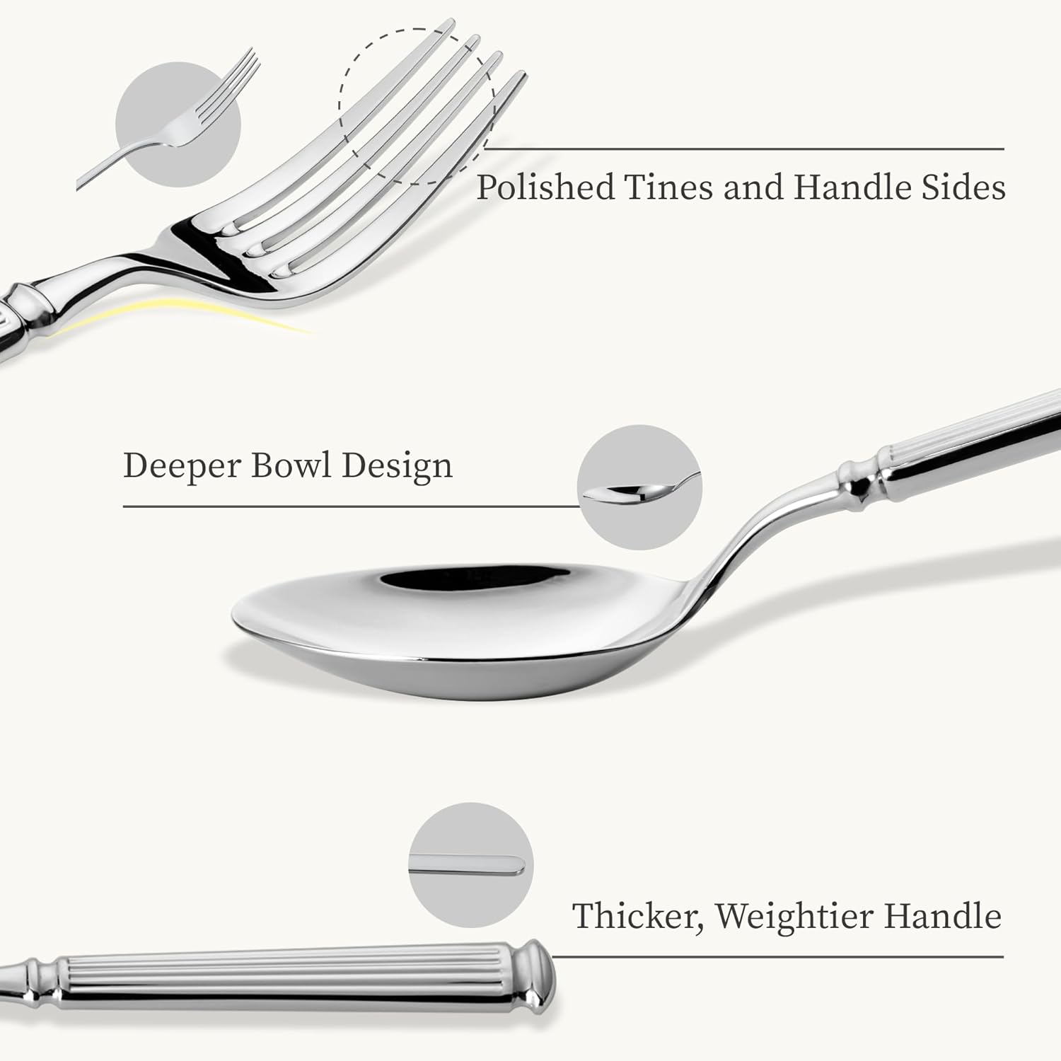 20 Pieces Silverware Set, Premium 18/10 Stainless Steel Flatware Set, Luxury Cutlery Set for 4, Dishwasher Safe for Home and Kitchen with Relief Patterns Handle, Party, Wedding, Silver - Image 4