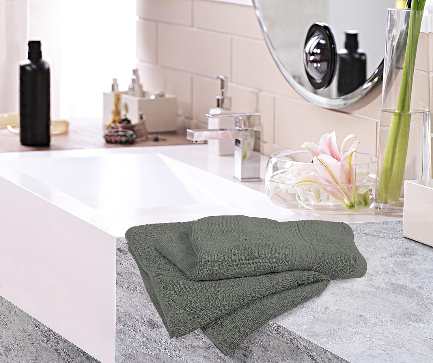 6 Pack Premium Hand Towels, 16 by 28 inches, 100% Ring Spun Cotton, Soft and Absorbent 600 GSM Towels for Bathroom, Gym, and Hotel, Grey - Image 7