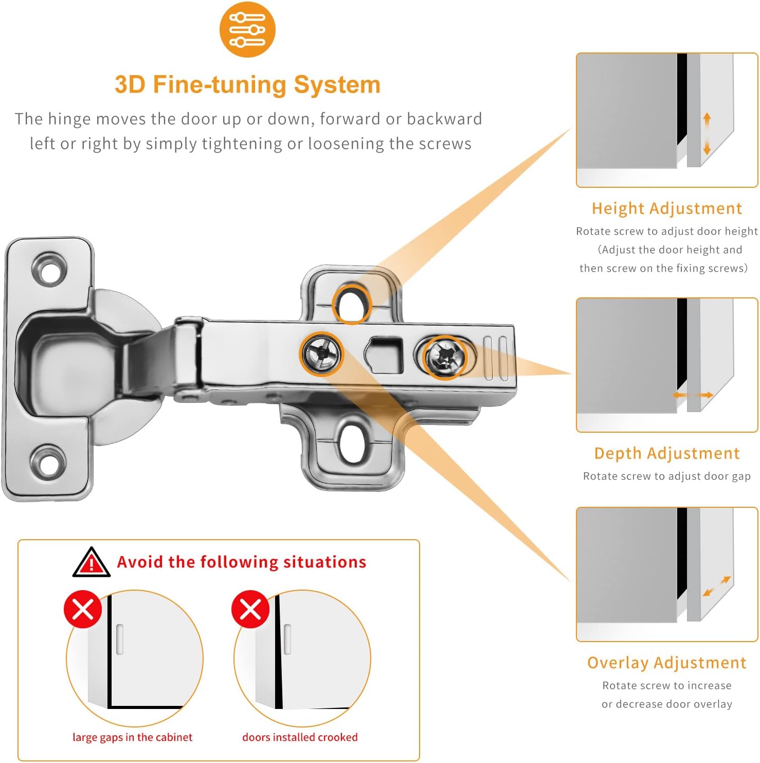 10 PCS Full Overlay Soft Close Hinges, CLIP ON Plate for Easy Installation, 105 Degree, Silent Hydraulic, Frameless European Concealed Hinges for Kitchen Cabinet Door, Wardrobes, and Bookcases - Image 3