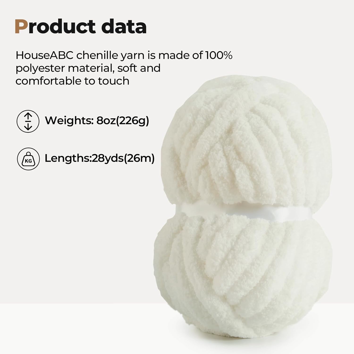 Chunky Yarn for Hand Knitting Soft Jumbo Bulky Fluffy Yarn for Crocheting Blanket Scarf DIY 8 Pack (Cream, 28yds, 8 Ounces Each) - Image 3