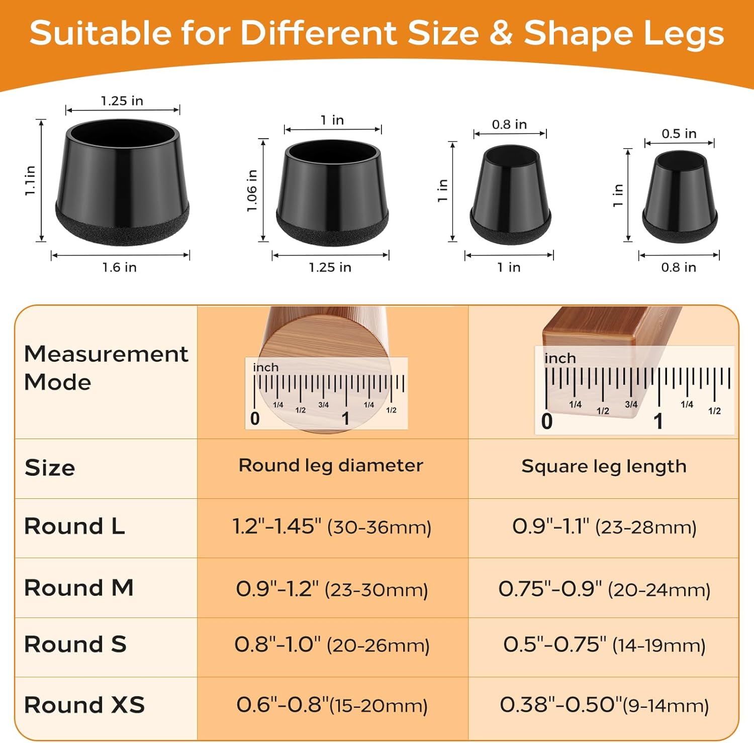 Silicone Chair Leg Floor Protectors Extra Small 24PCS - Furniture Felt Silicone Integrated Chair Foot Covers/Dark-Black/Rubber - Protect Floors from Scratches,Reduce Noise - Image 2