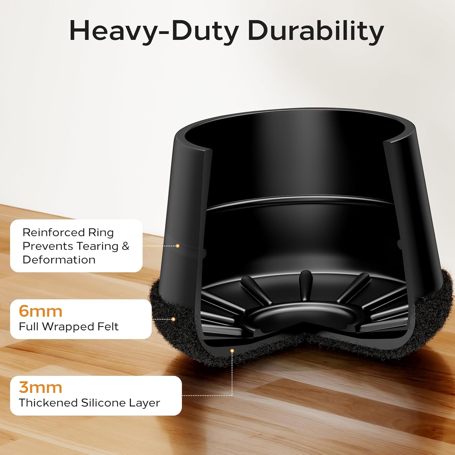 Silicone Chair Leg Floor Protectors Extra Small 24PCS - Furniture Felt Silicone Integrated Chair Foot Covers/Dark-Black/Rubber - Protect Floors from Scratches,Reduce Noise - Image 3