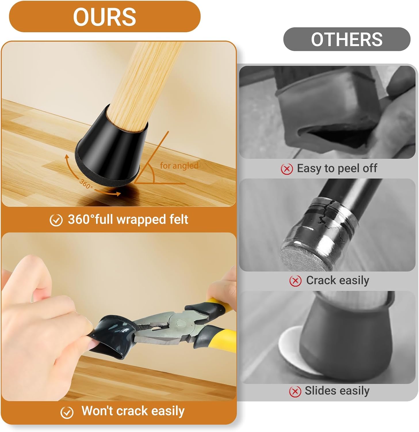 Silicone Chair Leg Floor Protectors Extra Small 24PCS - Furniture Felt Silicone Integrated Chair Foot Covers/Dark-Black/Rubber - Protect Floors from Scratches,Reduce Noise - Image 4