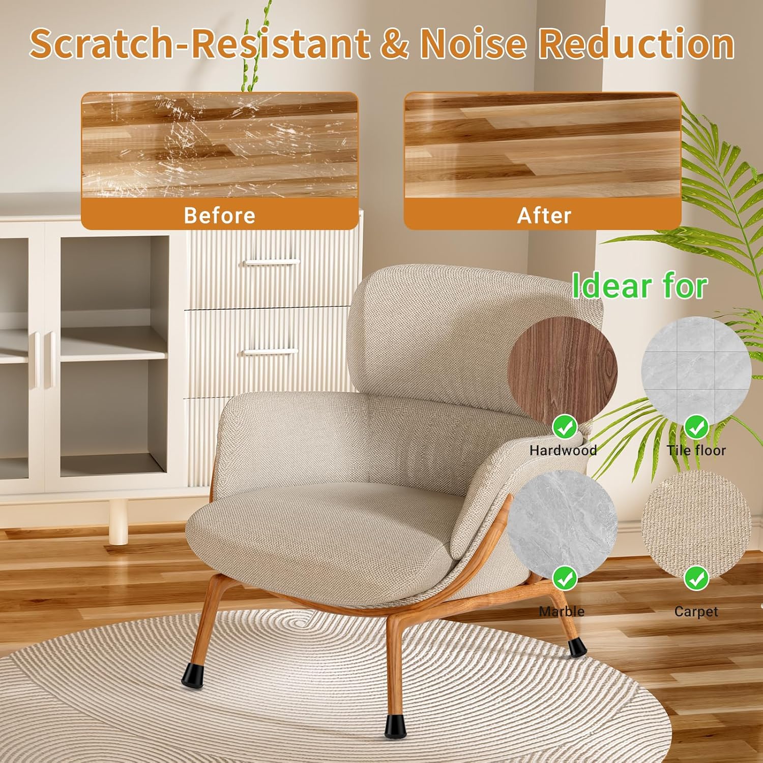 Silicone Chair Leg Floor Protectors Extra Small 24PCS - Furniture Felt Silicone Integrated Chair Foot Covers/Dark-Black/Rubber - Protect Floors from Scratches,Reduce Noise - Image 5