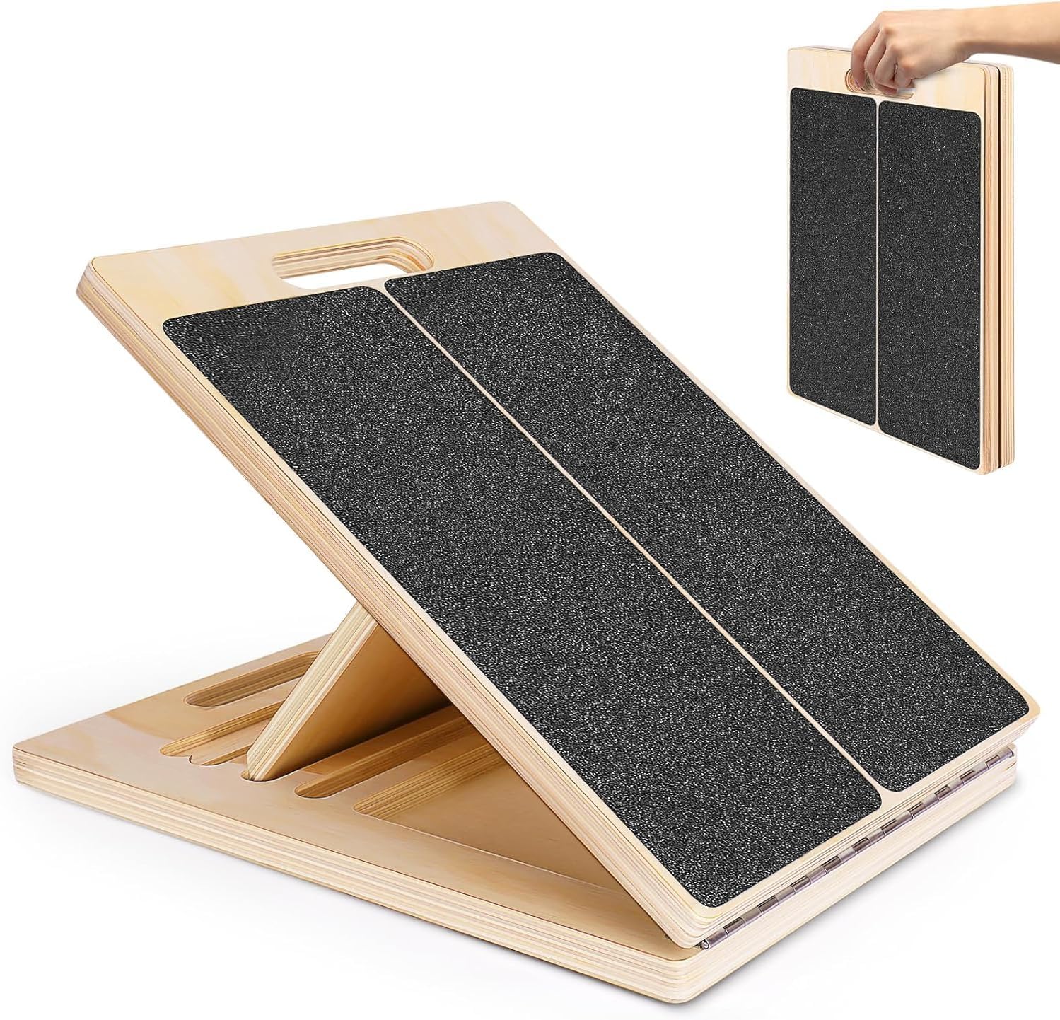 Portable Wooden Slant Board for Calf Stretching Squats Calf Stretcher Pilates Physical Therapy Equipment Adjustable Incline Board for Knees Ankle Heel Feet Leg - Image 1