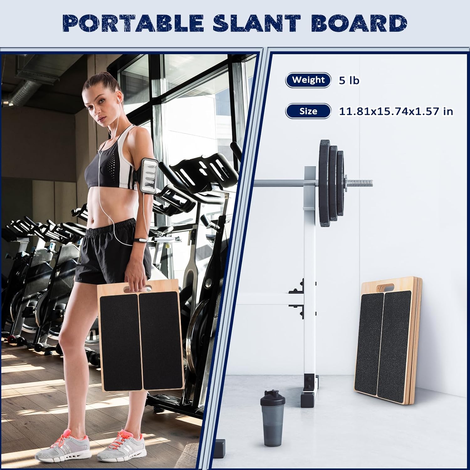 Portable Wooden Slant Board for Calf Stretching Squats Calf Stretcher Pilates Physical Therapy Equipment Adjustable Incline Board for Knees Ankle Heel Feet Leg - Image 2