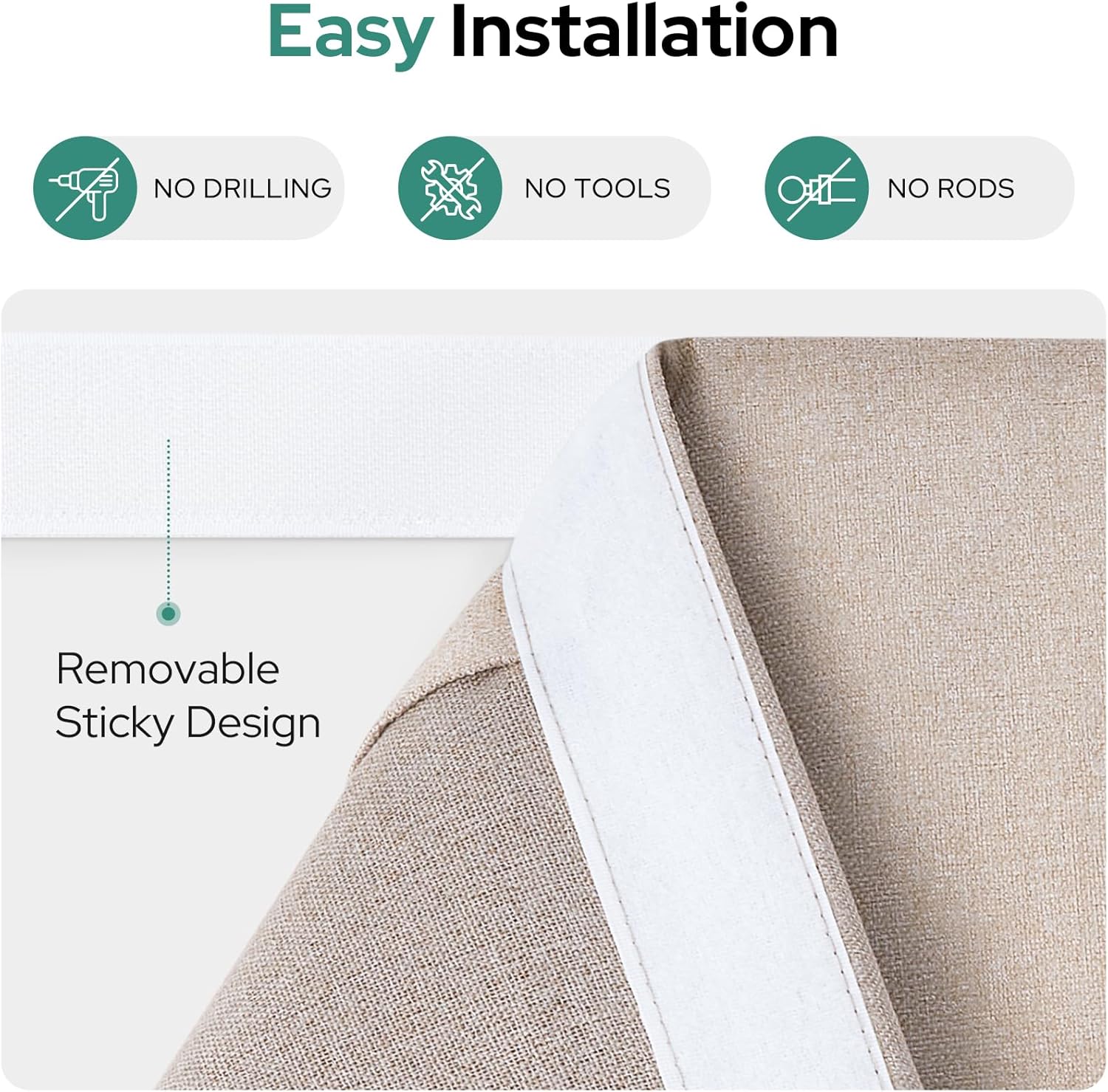 100% Natural Linen Blackout French Door Curtains, Privacy Door Window Curtains, 26 X 72 Inch Room Darkening Blinds, Thermal Insulated Shades for Bedroom, 1 Panel - Image 5