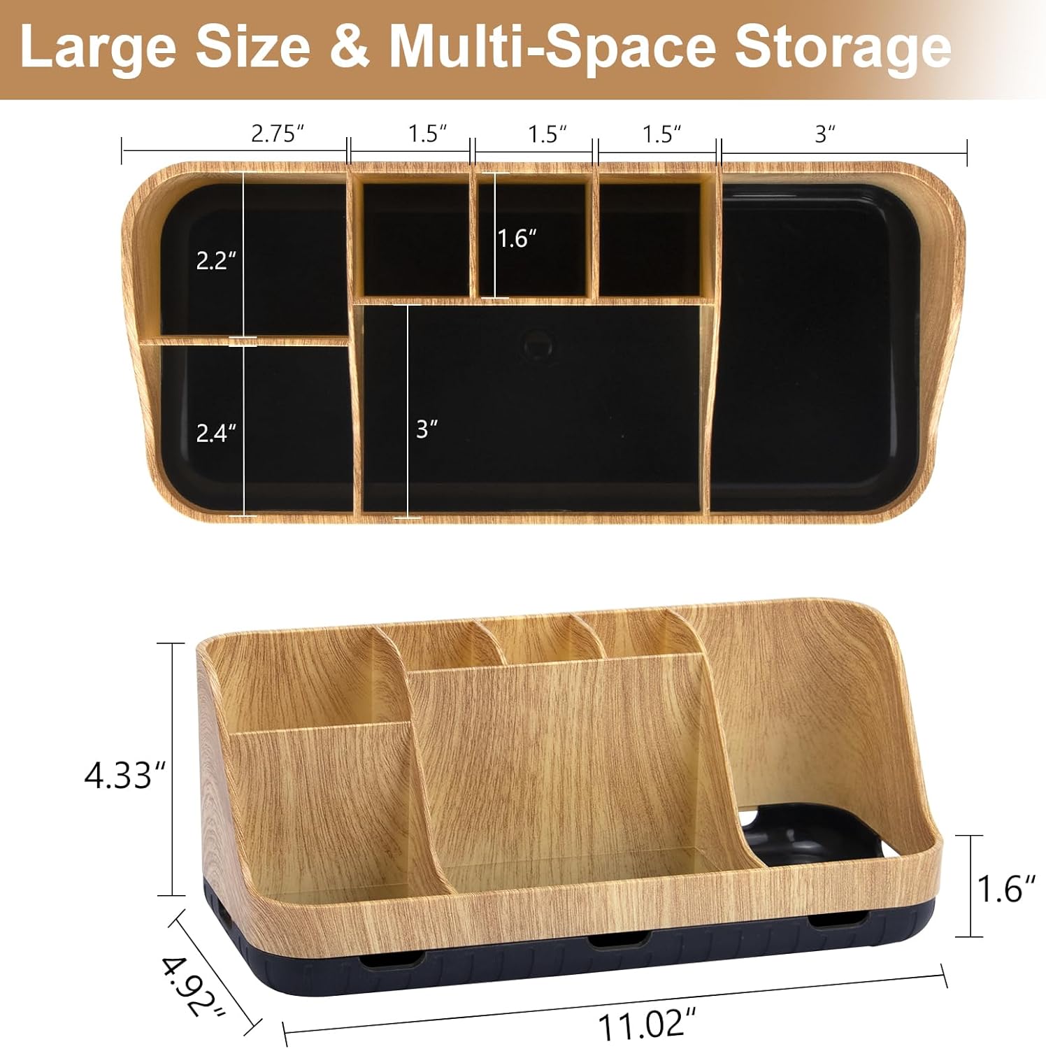 Bathroom Organizers Countertop - Detachable 7 Slots Kids Electric Toothbrush and Toothpaste Holde Drainage for Bathroom Accessories Organization Counter Vanity Sink Storage, Wood - Image 7