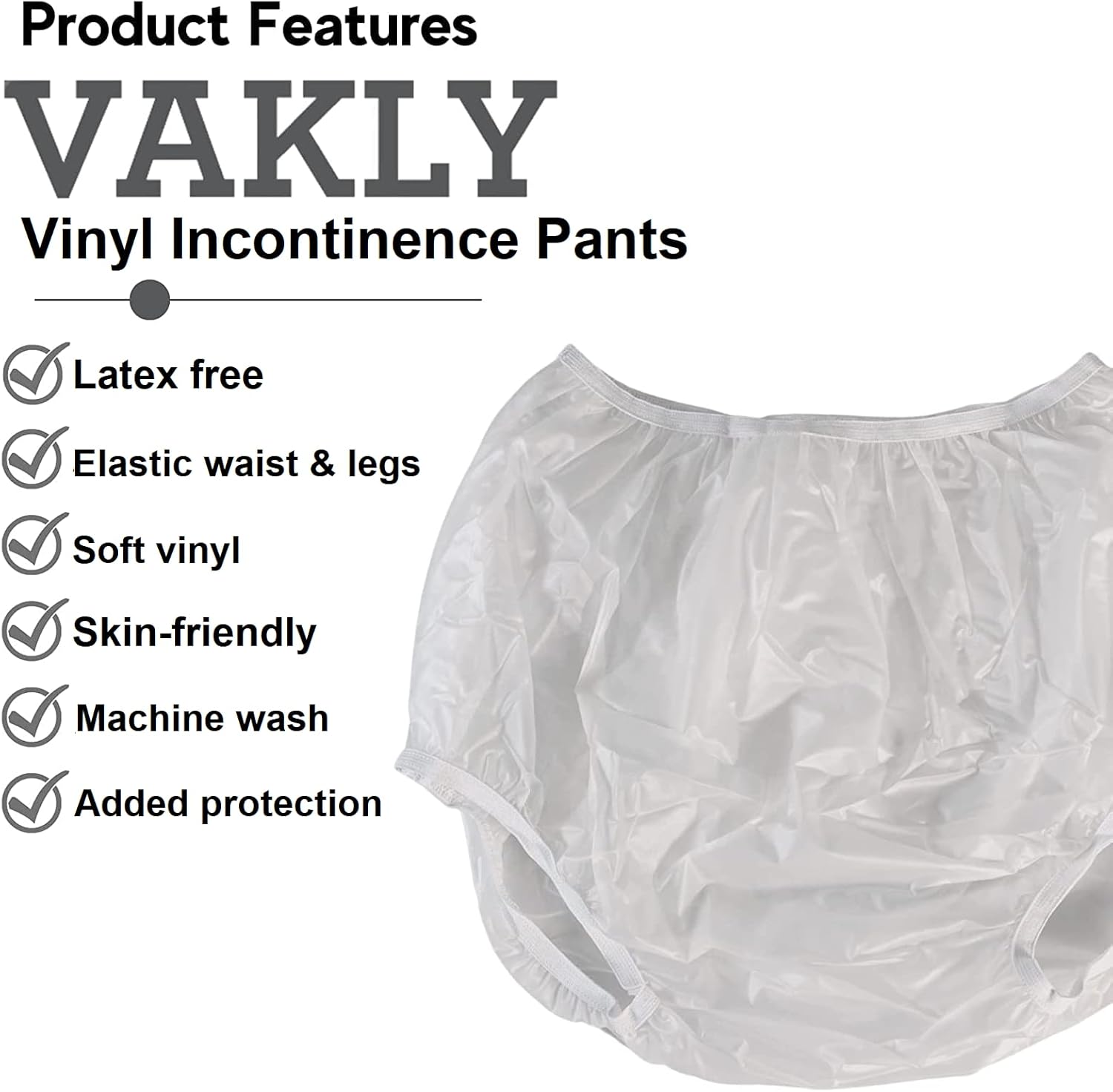 Adult Vinyl Waterproof Pull-On Diaper Cover Incontinence Pants – Oversized Underwear Protection with Added Leak Resistance, Worn Over Diapers or Briefs - Image 2