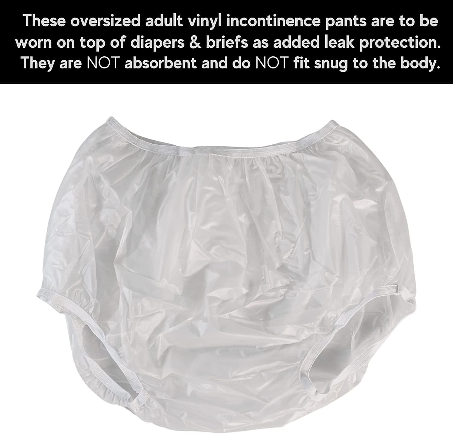 Adult Vinyl Waterproof Pull-On Diaper Cover Incontinence Pants – Oversized Underwear Protection with Added Leak Resistance, Worn Over Diapers or Briefs - Image 3