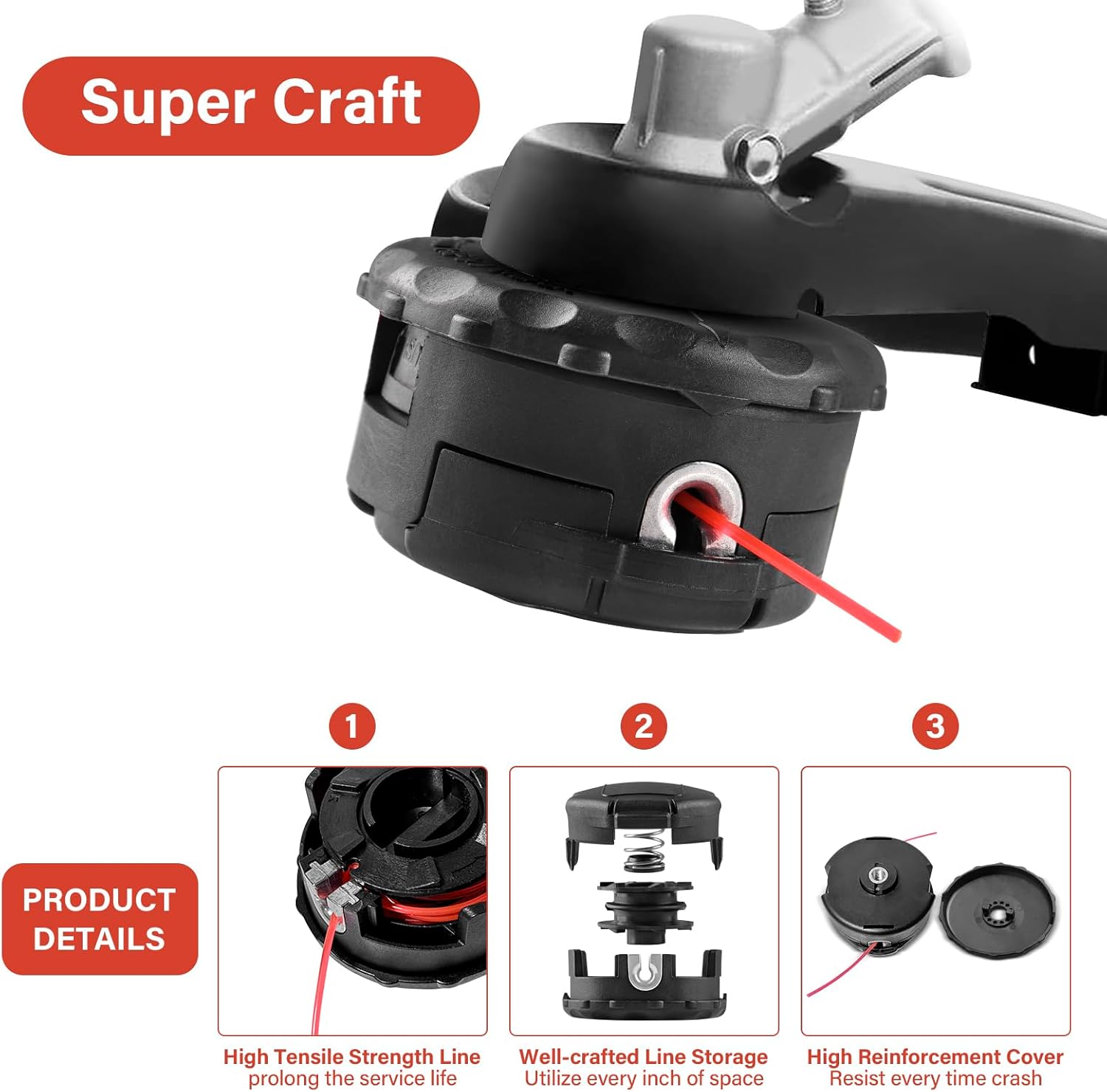 3 Pack String Trimmer Head compatible for Echo Speed Feed 400 SRM-230 SRM225 SRM-210 SRM2100 Echo Weed Eater PAS210 PAS211 PAS225 PAS230 PAS260 Shindaiwa T195S T220 T222 T230 T231 Straight Shaft - Image 5