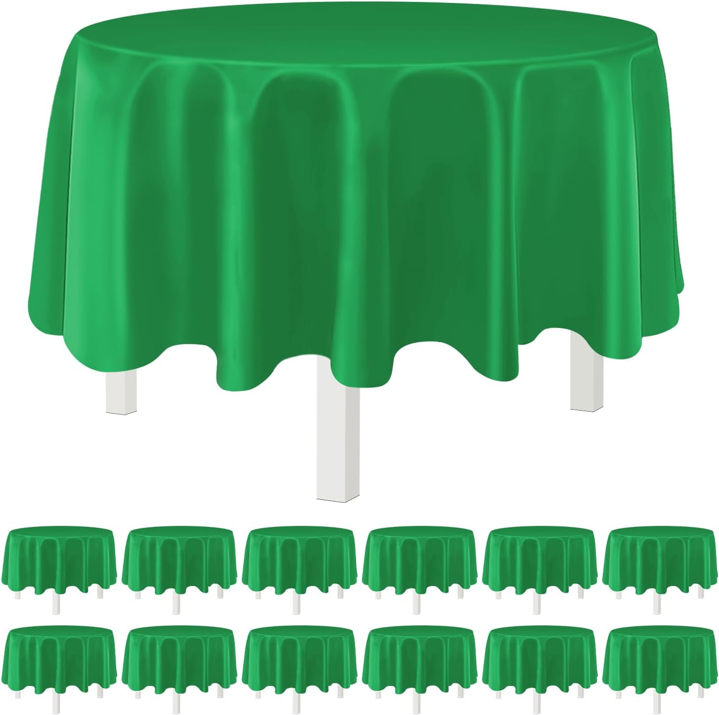 Green 12 Pack Plastic Tablecloths 84