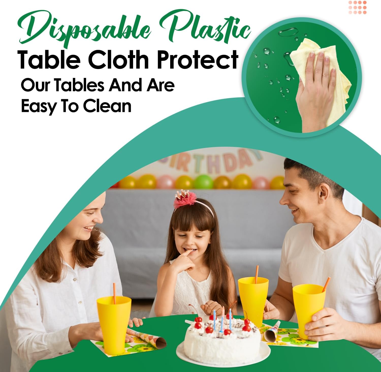 Green 12 Pack Plastic Tablecloths 84