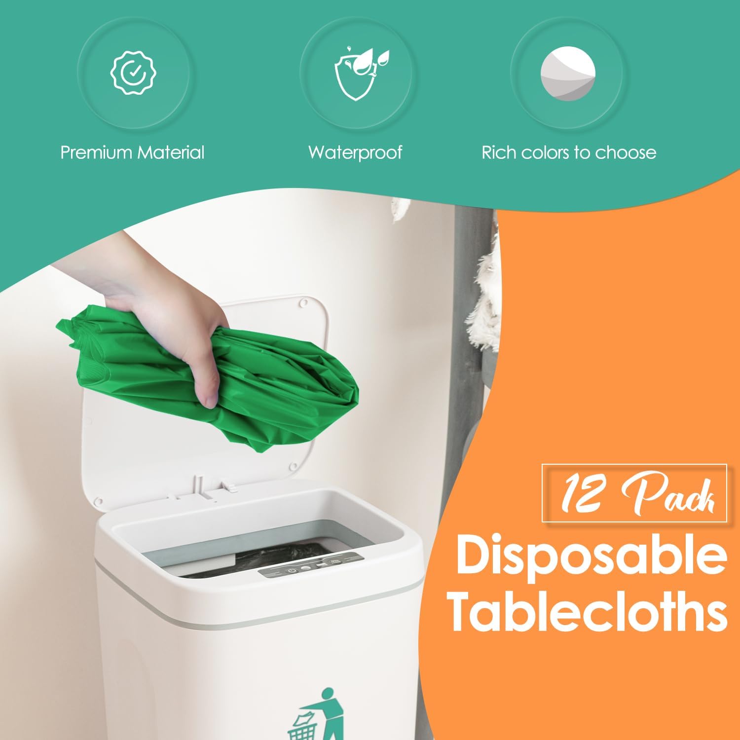 Green 12 Pack Plastic Tablecloths 84