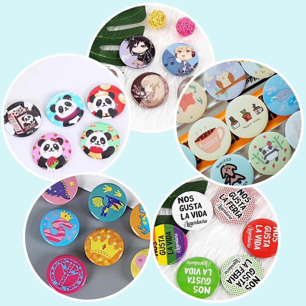 200 Sets 58mm(2.25 in) Blank Pin Back Buttons Parts for Button Maker Machine 58mm, Round Badge Making Supplies, Includes Metal Cover, Plastic Button Back Cover, Clear Film&Blank Paper - Image 6