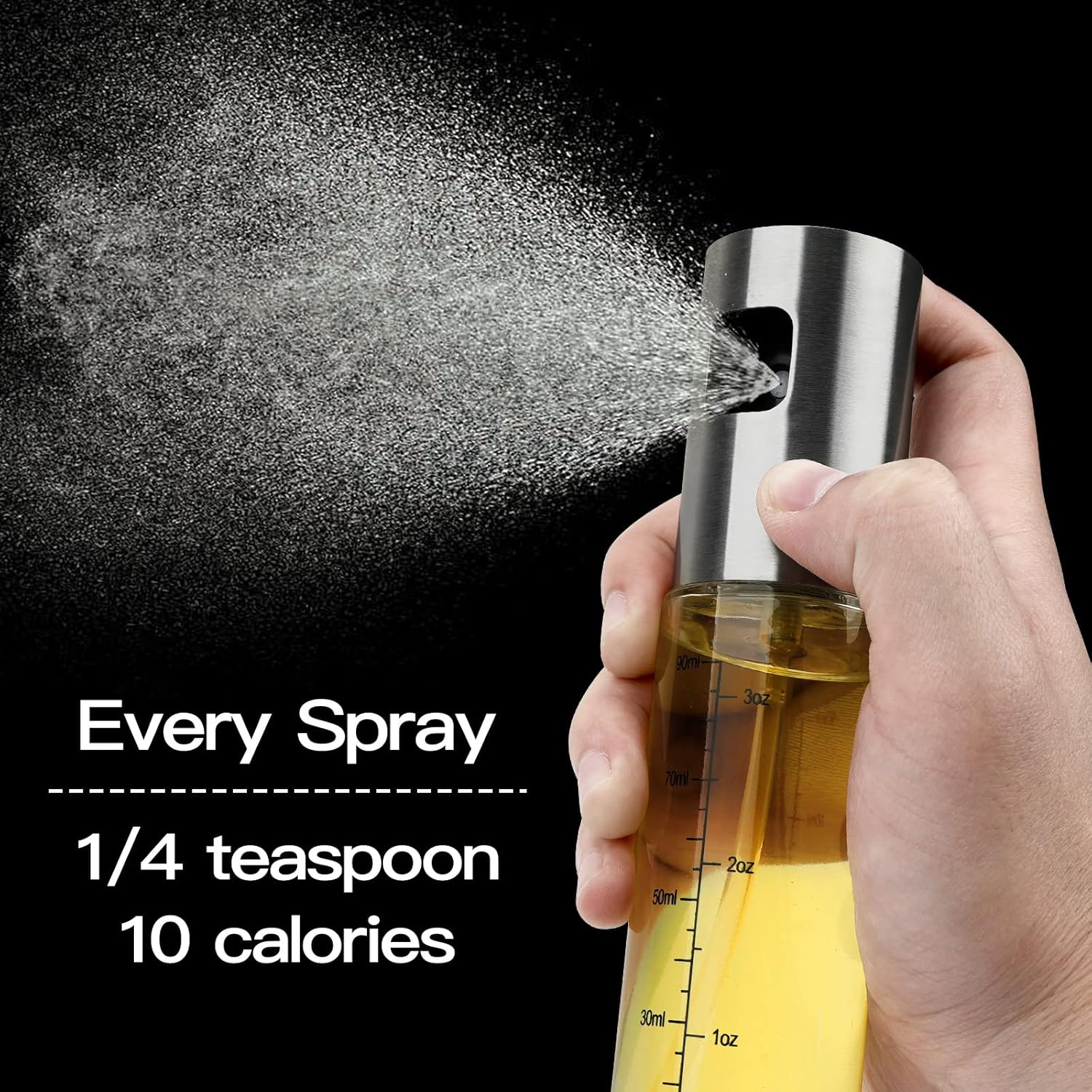 Oil Sprayer for Cooking, 2 Pack Upgraded Olive Oil Spray Bottle Mister Refillable with Scale Air Fryer Accessories for Kitchen, Salad, Baking, BBQ, Frying - Image 3