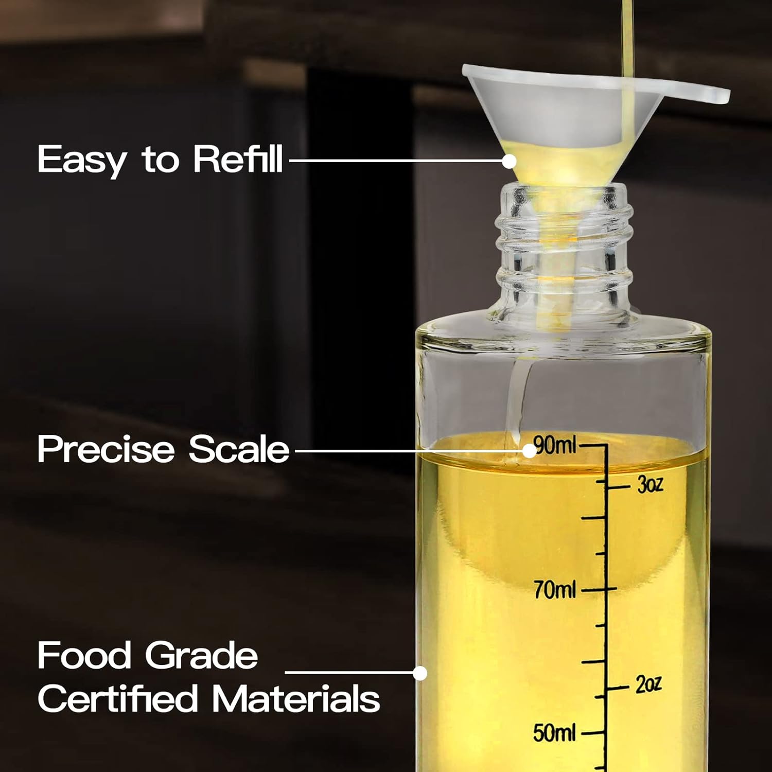 Oil Sprayer for Cooking, 2 Pack Upgraded Olive Oil Spray Bottle Mister Refillable with Scale Air Fryer Accessories for Kitchen, Salad, Baking, BBQ, Frying - Image 4