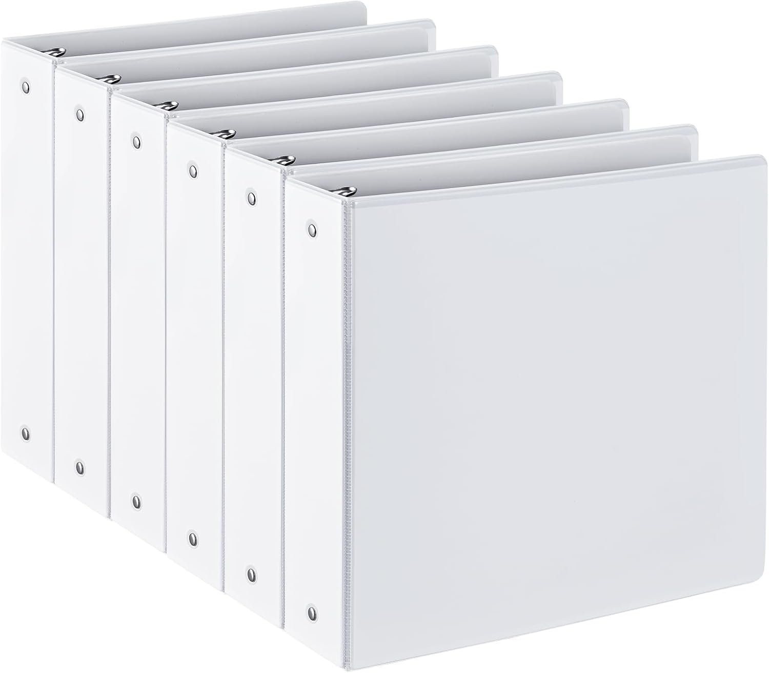 2-inch 3 Ring Binder with 2 Interior Pockets, Heavy Duty 2'' Binders Holds US Letter Size 8.5'' x 11'' Paper - Versatile Binders for Office, Home, and School Use, 6 Pack (White) - Image 1