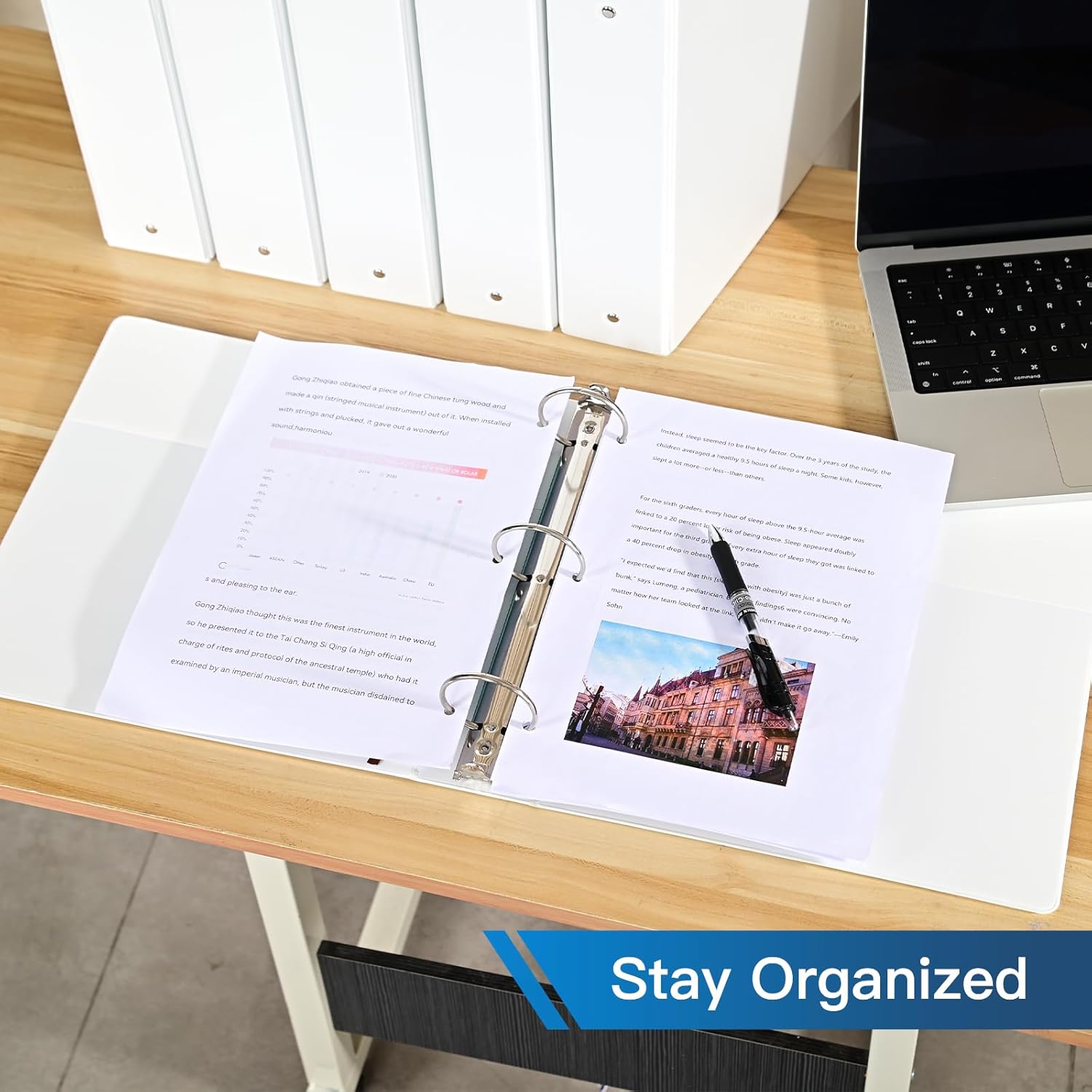 2-inch 3 Ring Binder with 2 Interior Pockets, Heavy Duty 2'' Binders Holds US Letter Size 8.5'' x 11'' Paper - Versatile Binders for Office, Home, and School Use, 6 Pack (White) - Image 5