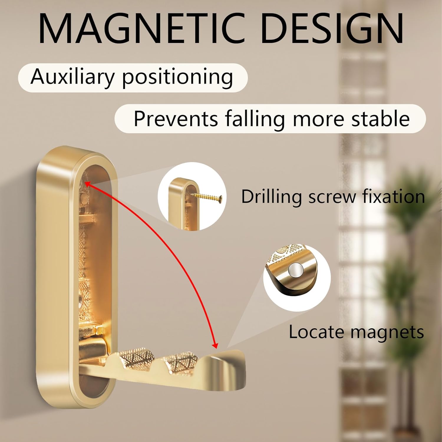 4PCS Foldable Gold Wall Hooks, Heavy Duty Zinc Alloy Folding Wall Hooks, Folding Hidden Coat Hooks Wall Mount Bathroom Foldable Towel Hooks for Hanging Clothes, Bags, Hats, Bathrobes, Keys etc (Gold) - Image 4