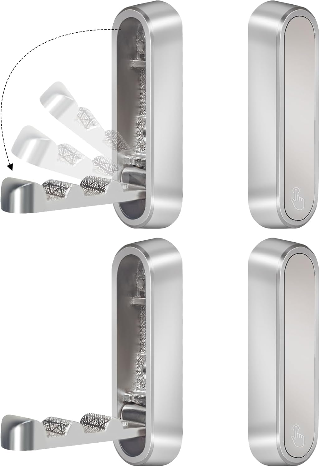 4PCS Foldable Wall Hooks, Heavy Duty Zinc Alloy Folding Wall Hooks, Folding Coat Hooks Wall Mount Bathroom Foldable Towel Hooks for Hanging Clothes, Bags, Hats, Bathrobes, Keys and Kitchen (Silver) - Image 1