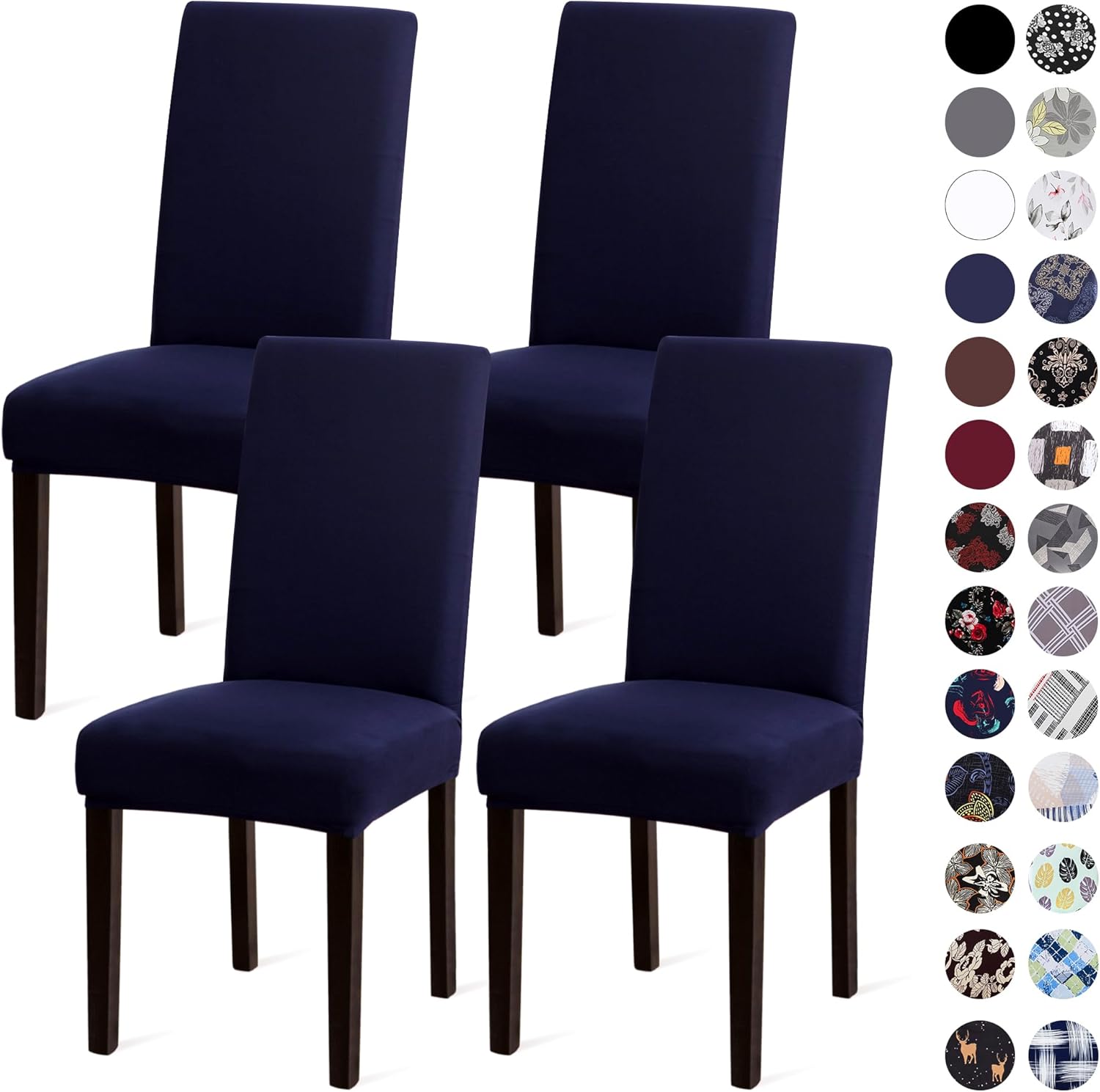 Dining Chair Covers,Kitchen Chair Cover,Parsons Chair Slipcover,Spandex Chair Protectors for Dining Room Stretch Chairs Cover Set of 4 -Navy Blue - Image 1