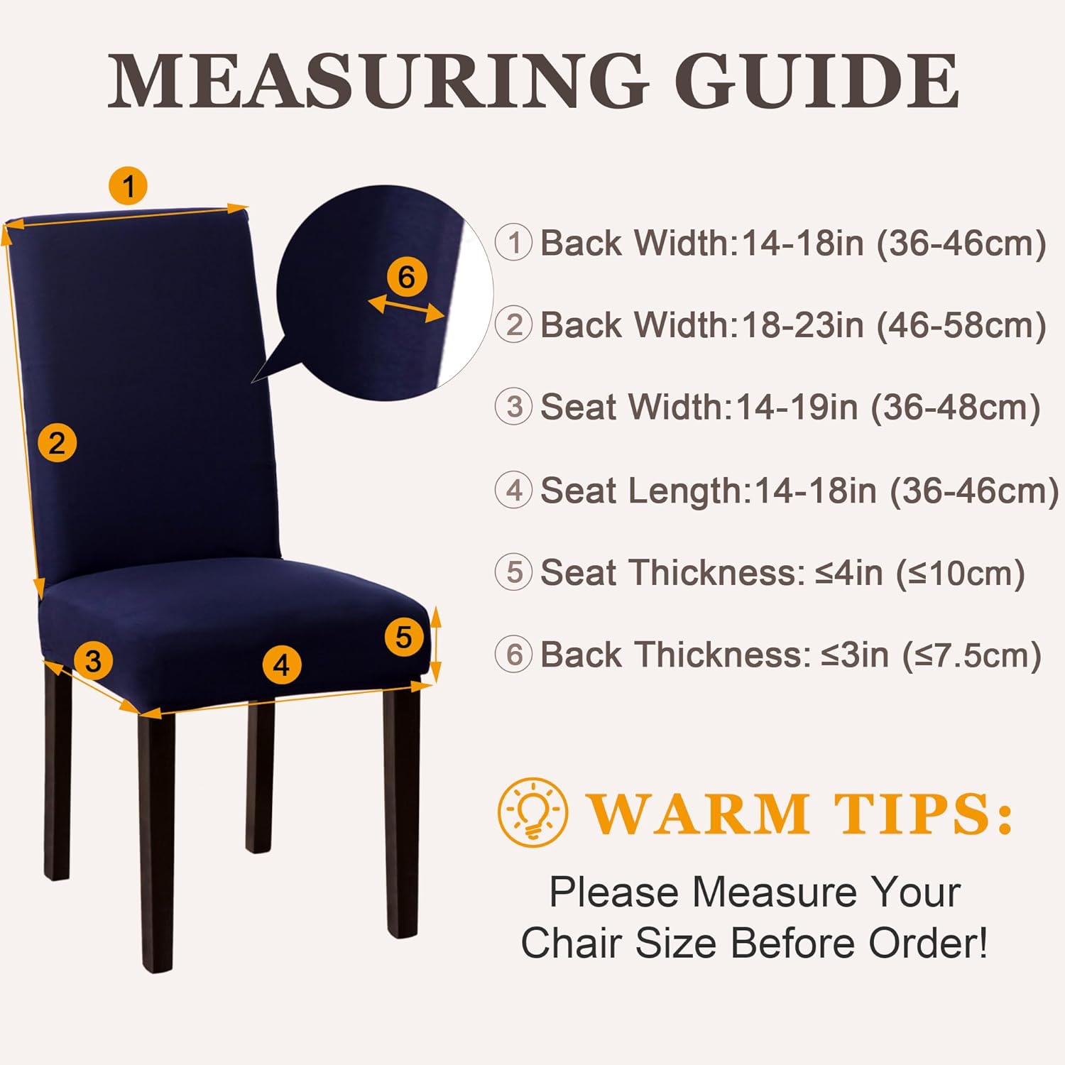 Dining Chair Covers,Kitchen Chair Cover,Parsons Chair Slipcover,Spandex Chair Protectors for Dining Room Stretch Chairs Cover Set of 4 -Navy Blue - Image 3