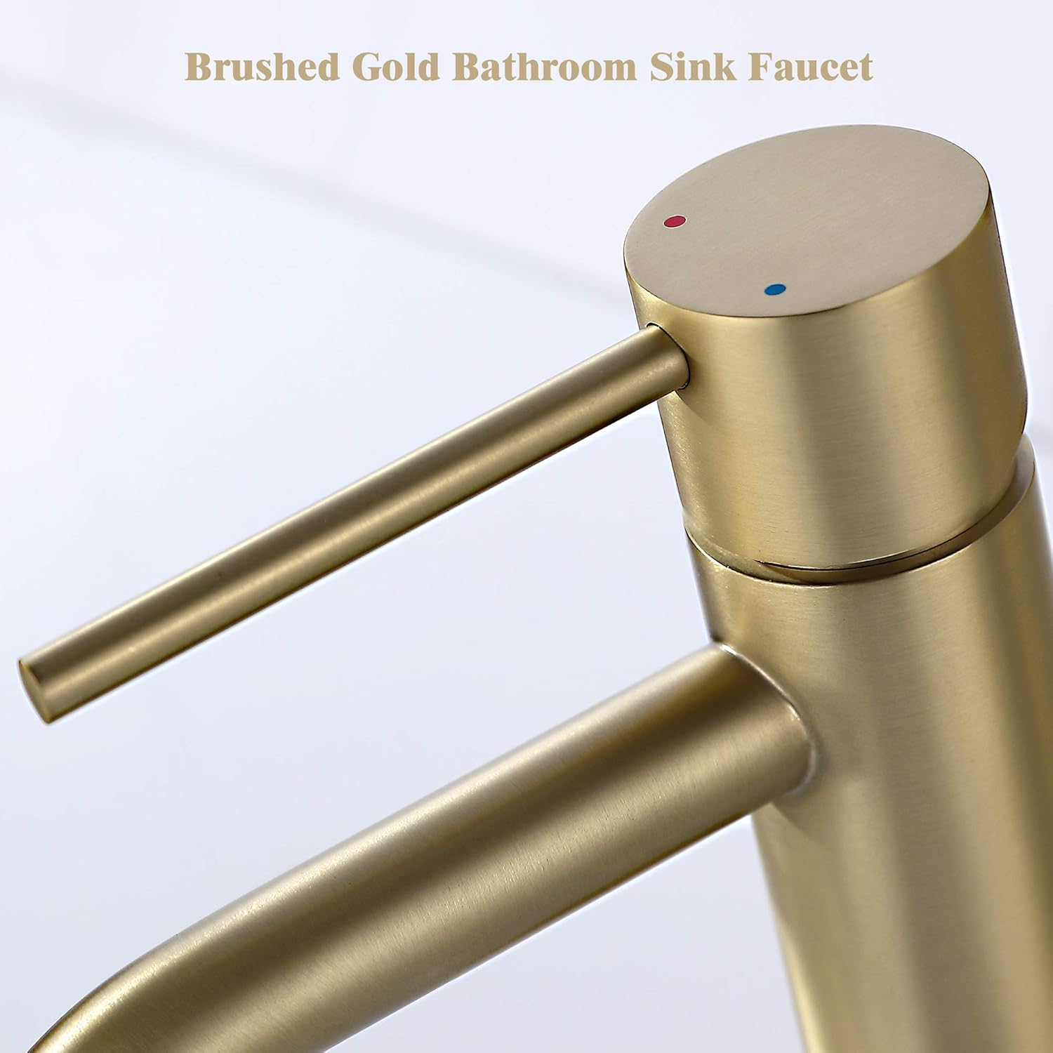 Brushed Gold Bathroom Faucet, Single Handle Brass Sink Faucet Bathroom Single Hole with Pop Up Sink Drain Assembly and Water Faucet Supply Lines - Image 4