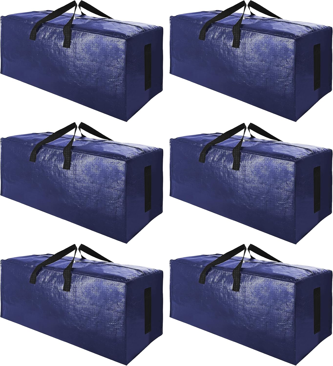 6 Pack Extra Large Moving Bags with Strong Zippers & Carrying Handles, Heavy Duty Storage Tote for Space Saving Moving Storage, Fold Flat, Alternative to Moving Box (Navy Blue) - Image 1