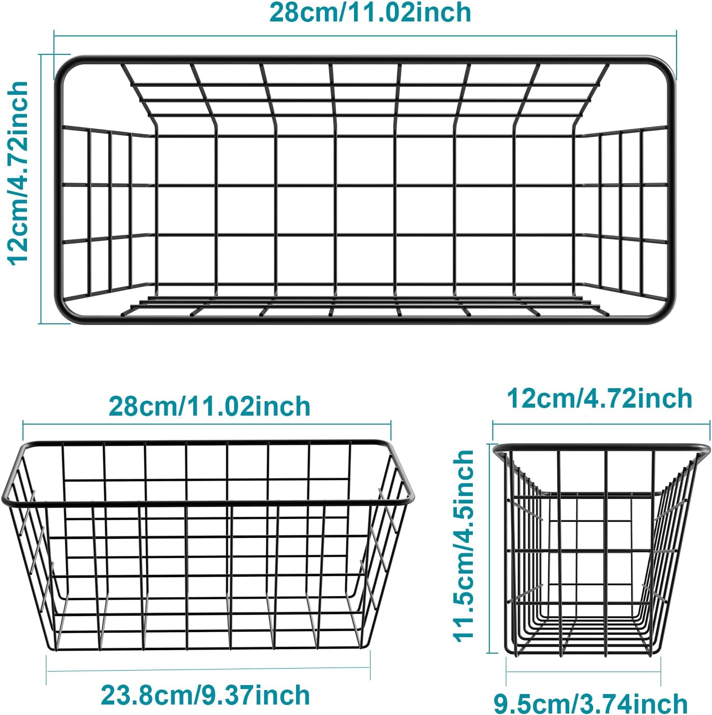 Hanging Kitchen Baskets Wire Storage Basket Over the Cabinet Door Organizer, No Drilling Adhesive Basket for Cabinet Pantry Organization and Kitchen, Bathroom, Storage, 2 Pack, Black - Image 7