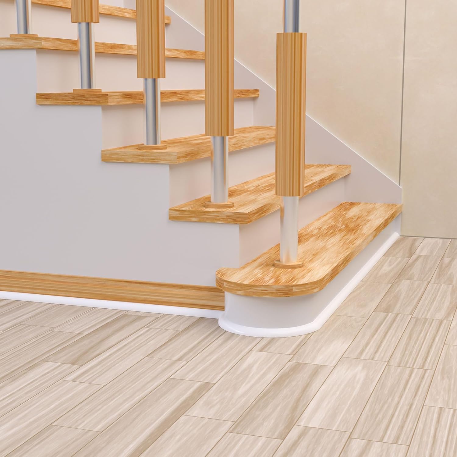 Flexible Quarter Round Molding, Mini Peel and Stick Rubber Trim Molding for Wall Edge Floor Corner,Staircase Cabinet Tub Edge (White, 118Inch) - Image 6