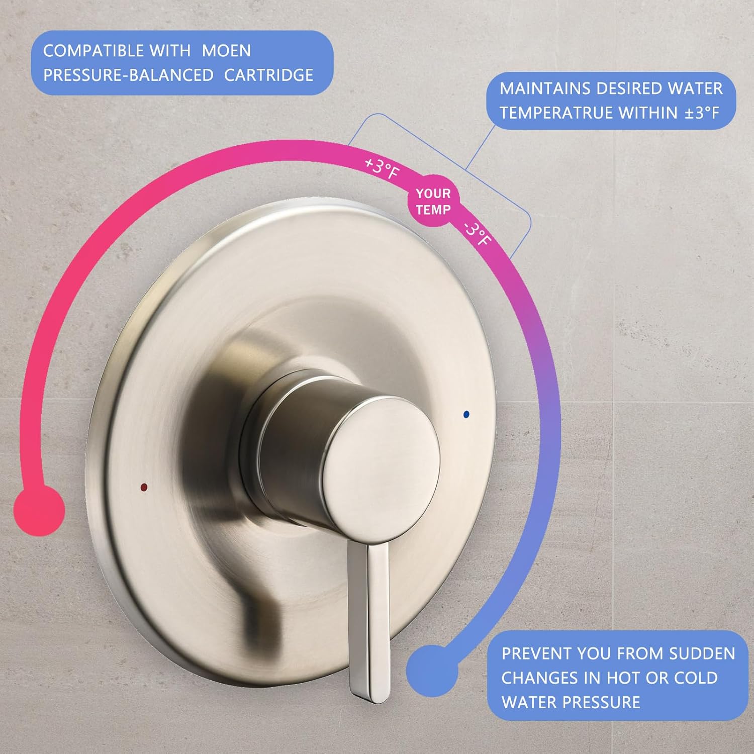 Shower and Tub Trim Kit, Compatible with Moen Posi-Temp Valve, Brushed Nickel - Image 4