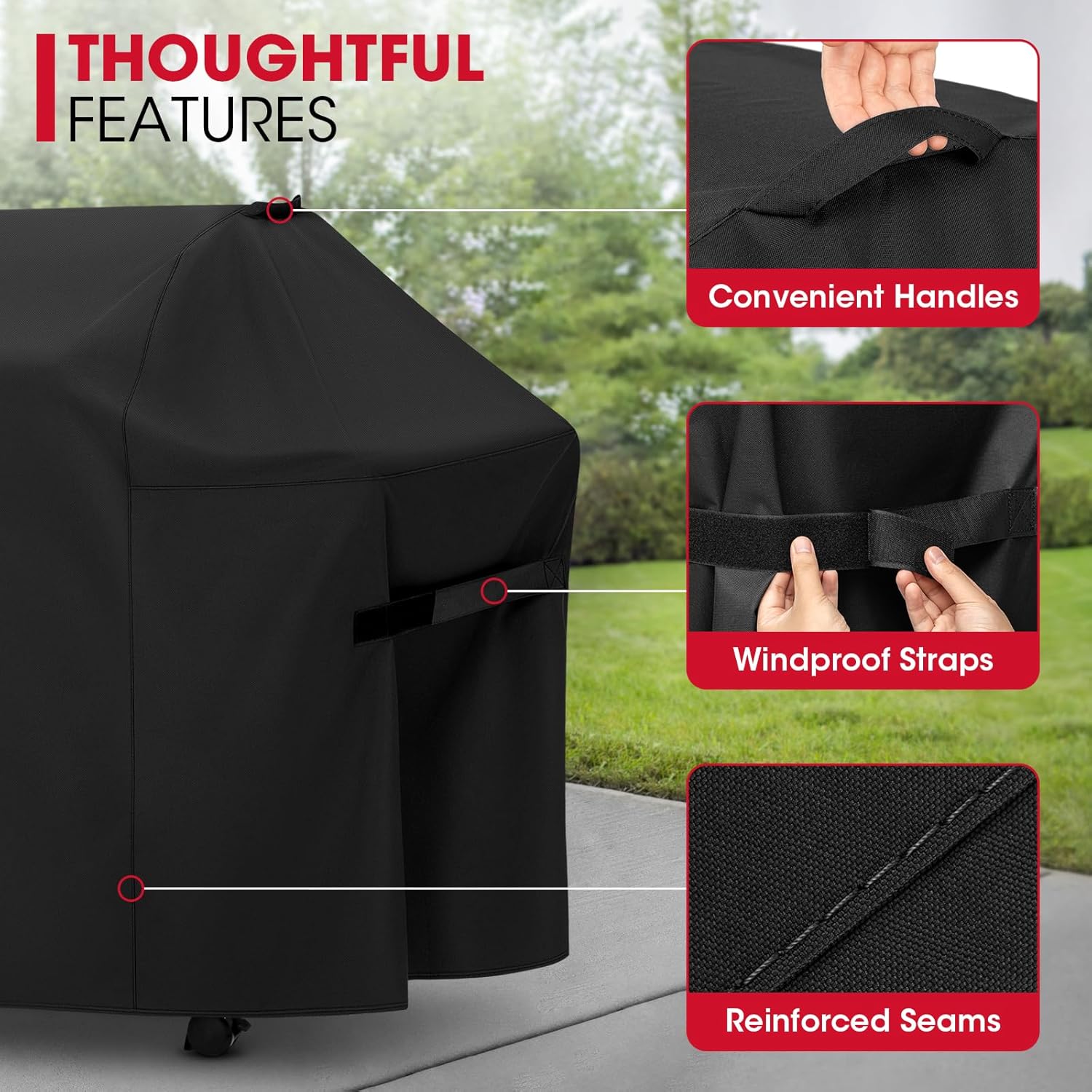 58 Inch Grill Cover for Weber Genesis II, LX 300 Series and Genesis 300 Series Gas Grills, Heavy Duty Waterproof Fade Resistant BBQ Cover, All Weather Protection, Compared to Weber 7130 - Image 5