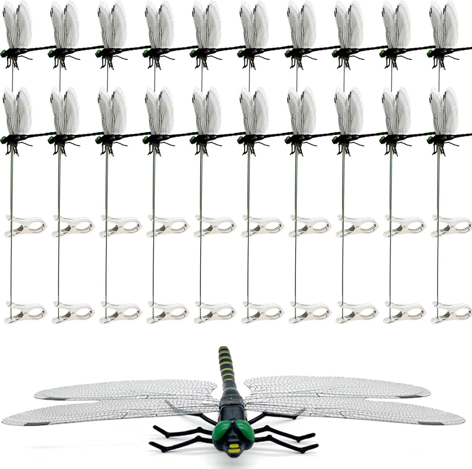 20 Pcs Dragon Fly Clips for Bugs Repellent, 3D Artificial Dragonfly Hat Clip, Dragonfly Garden Decor (20, Black*20 Pcs) - Image 1