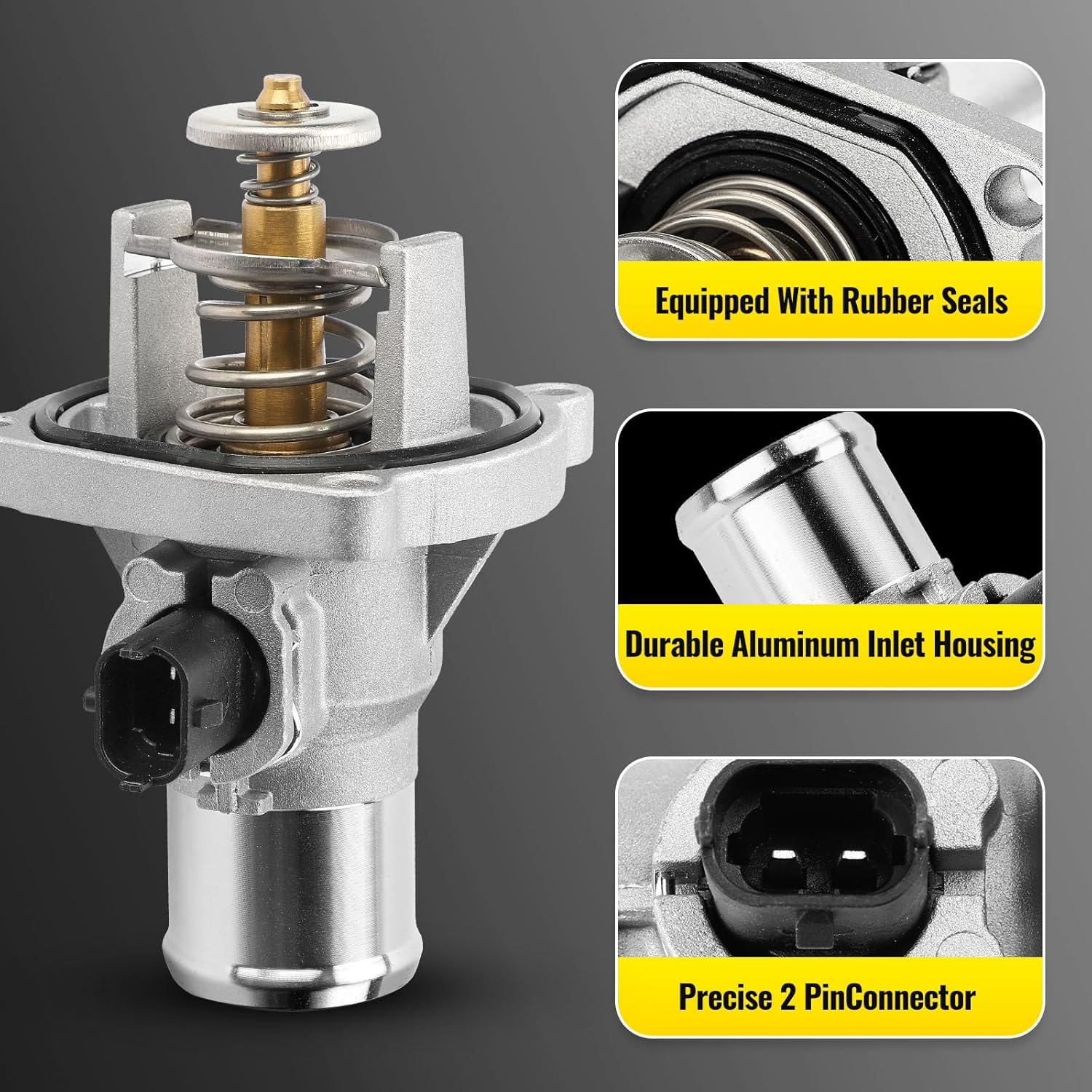 Upgrade Aluminium Thermostat Housing Assembly W/Sensors for Chevy Aveo Aveo5 2009-2011 Cruze 2011-2016 Sonic 2012-2018 Trax 2013-2018,Pontiac G3 2009-2010 - Replaces 902-821 96984104 55564891 55578419 - Image 4