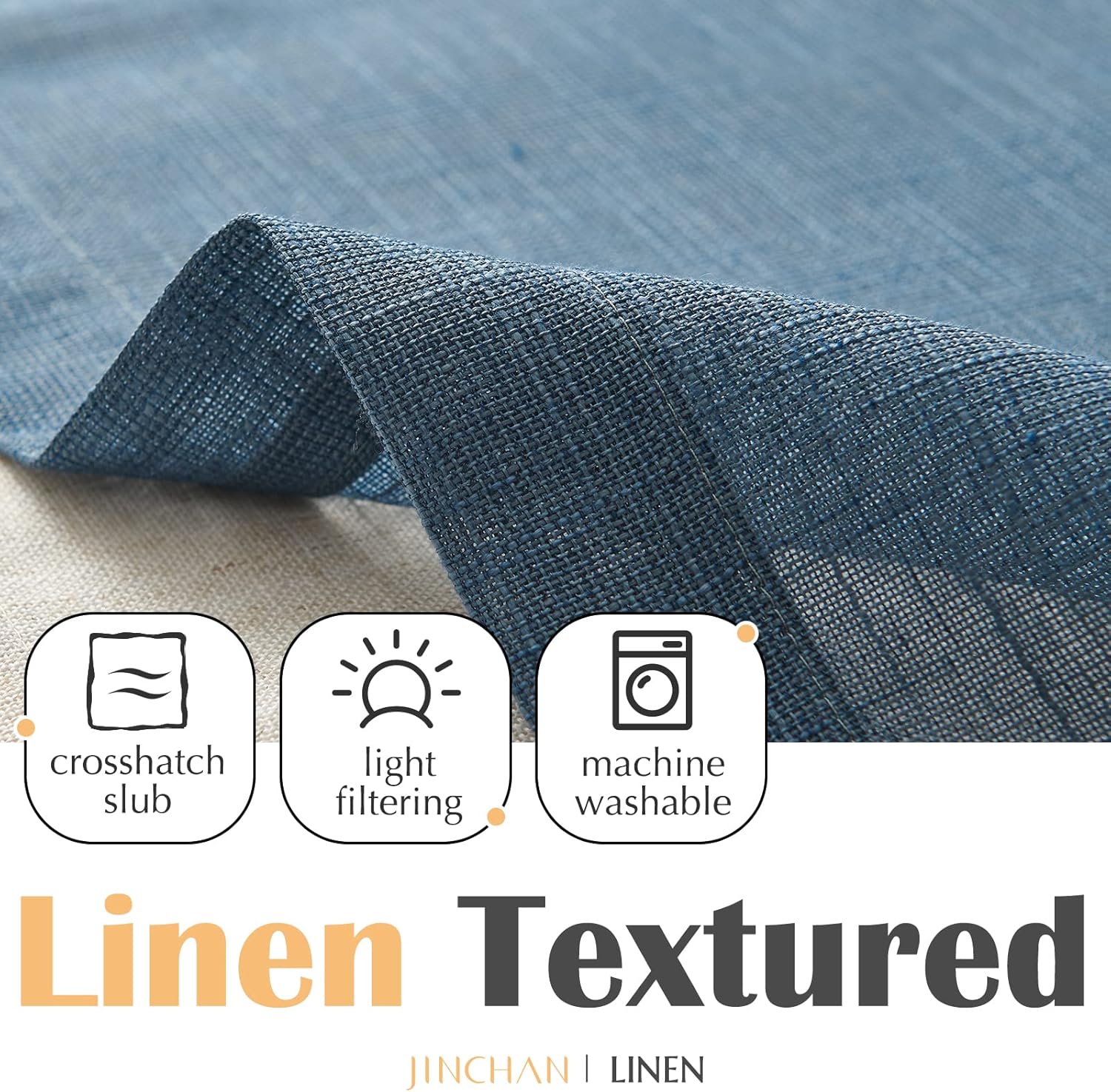 Linen Valance for Farmhouse Living Room Windows 16 Inch Slubbed Crossed Double Layer Window Valance Light Filtering Rustic Country Overlay Rod Pocket 1 Panel Navy Blue - Image 8