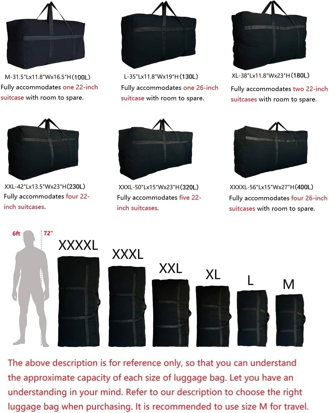 Extra Large Storage Duffle Bag for Travel, Black Oversized Giant Big Traveling Duffle Bag - Image 2