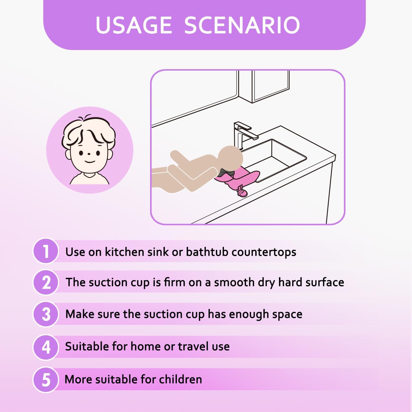 Portable Shampoo Basin for Kids, Baby, Children,Tear Free Hair Washing Basin Tray at Home (Purple) - Image 2