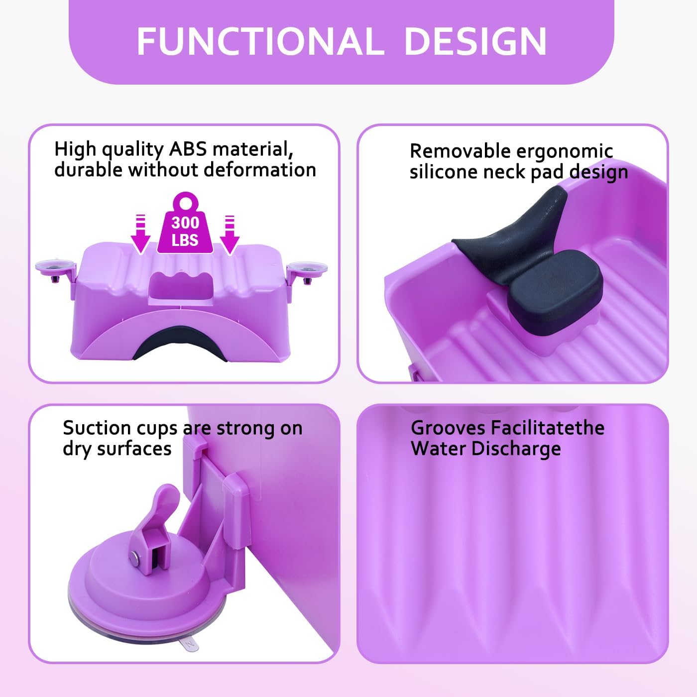 Portable Shampoo Basin for Kids, Baby, Children,Tear Free Hair Washing Basin Tray at Home (Purple) - Image 5