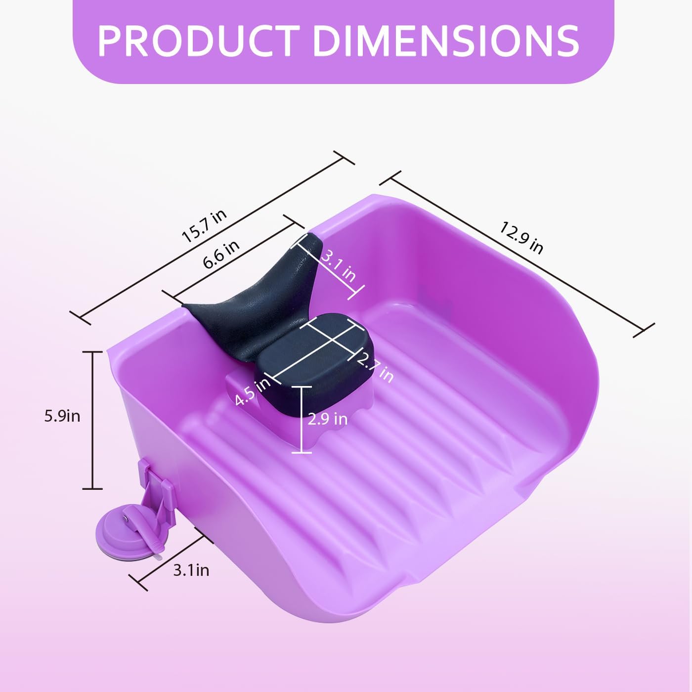 Portable Shampoo Basin for Kids, Baby, Children,Tear Free Hair Washing Basin Tray at Home (Purple) - Image 6