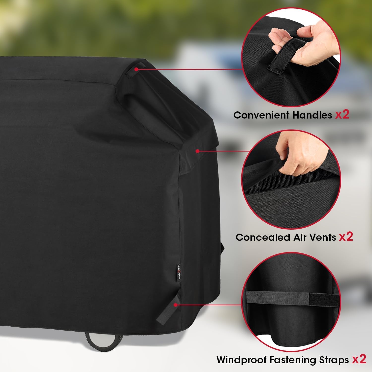 Heavy Duty Waterproof Barbecue Gas Grill Cover, 65-inch BBQ Cover, Special Fade and UV Resistant Material, Durable and Convenient, Fits Grills of Weber Char-Broil Nexgrill Brinkmann and More - Image 4