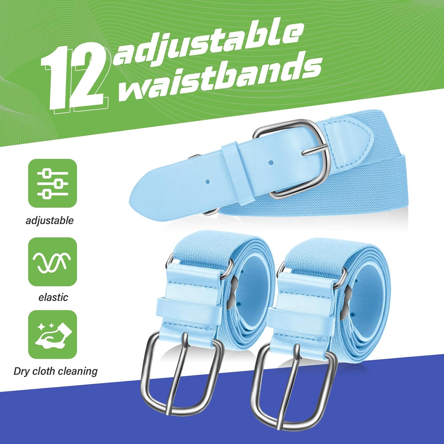 12 Pcs Baseball Belts Softball Belts Bulk for Adult and Youth Adjustable - Image 3