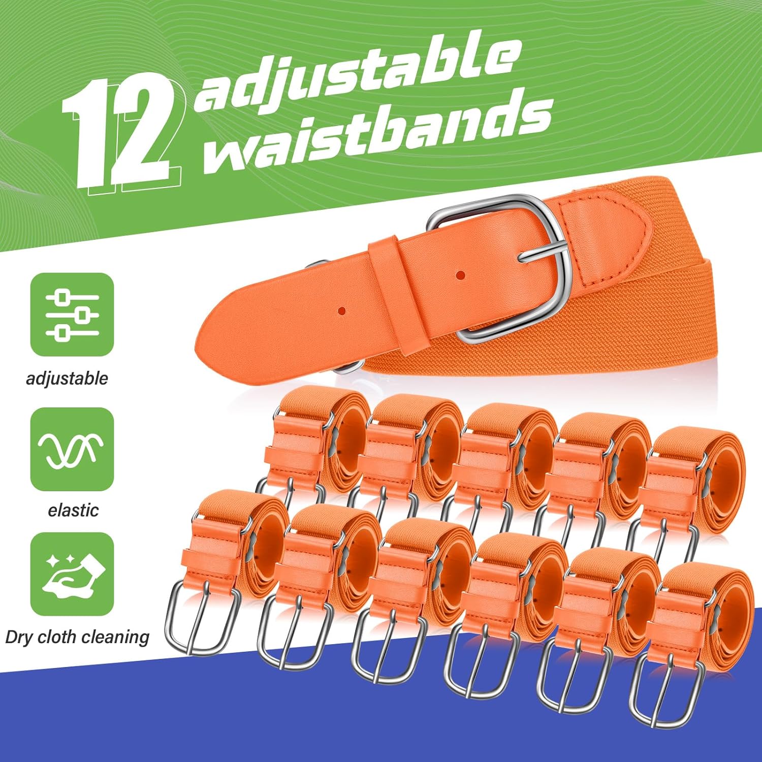 12 Pcs Baseball Belts Softball Belts Bulk for Adult and Youth Adjustable - Image 2