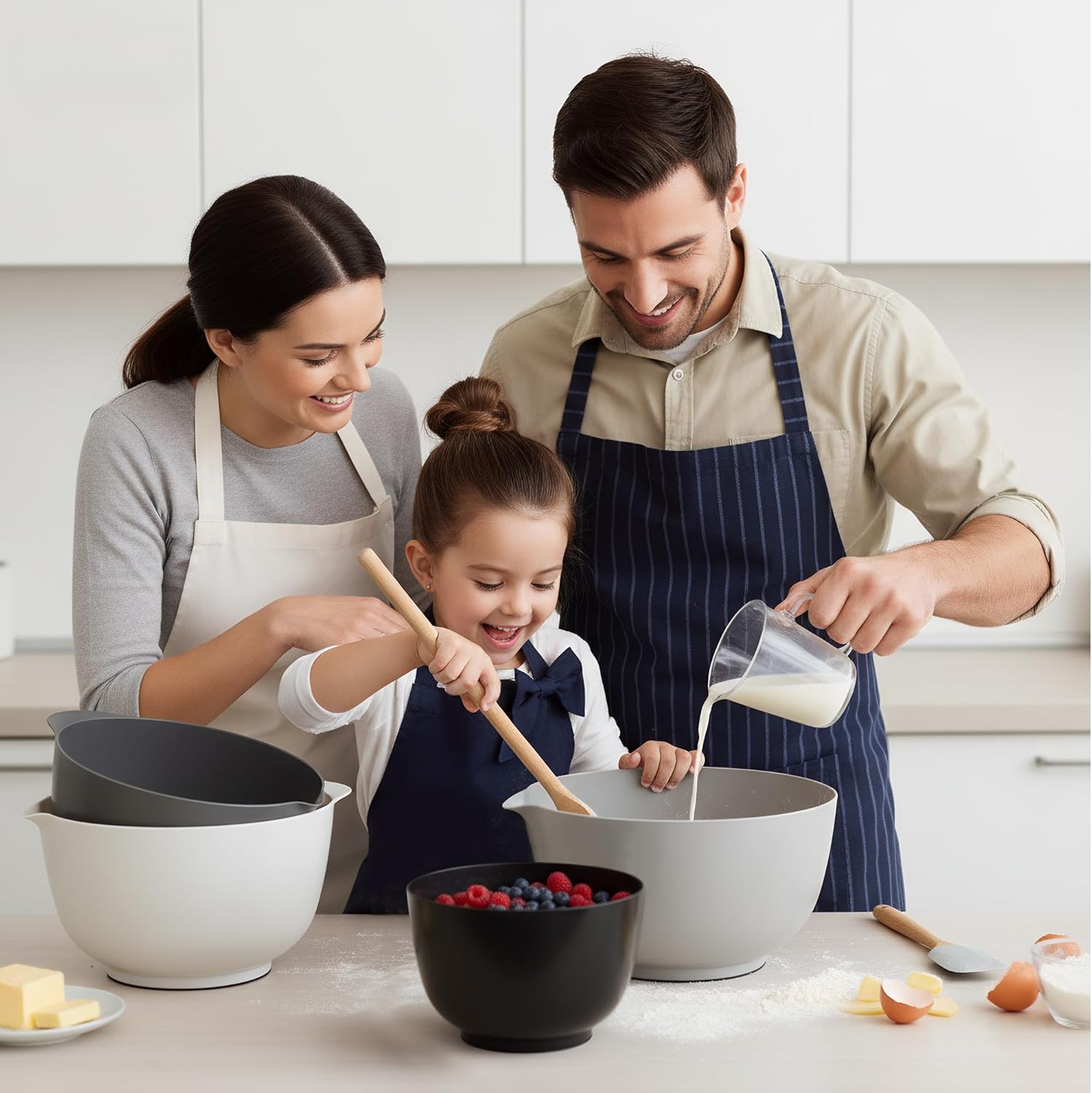 Classic Mixing Bowl Set, BPA Free Plastic, Microwave and Dishwasher Safe (Set of 4, Grey),3.5 quarts - Image 2