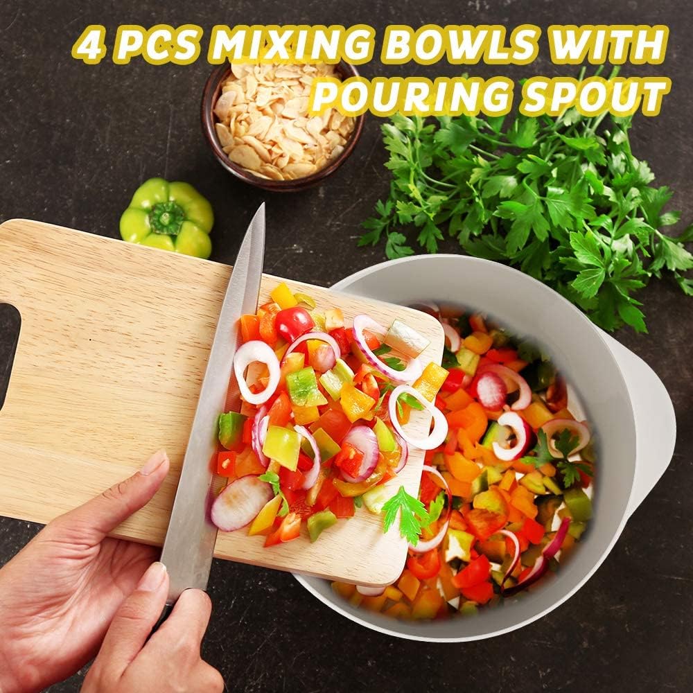 Classic Mixing Bowl Set, BPA Free Plastic, Microwave and Dishwasher Safe (Set of 4, Grey),3.5 quarts - Image 8
